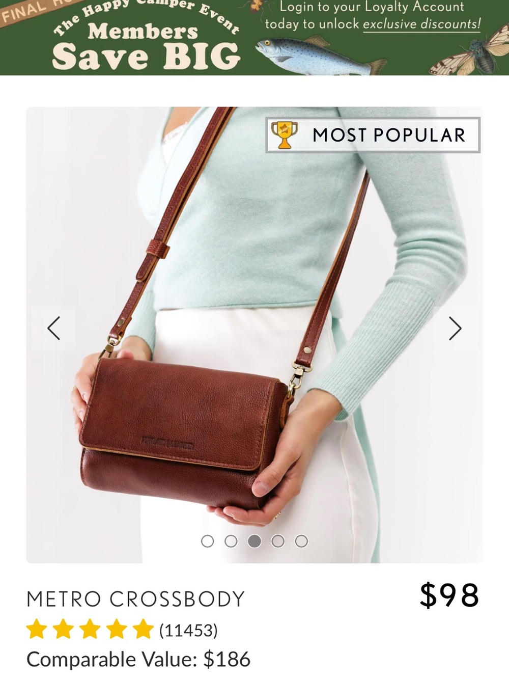 Brown Leather Crossbody Bag - Picture 3 of 4
